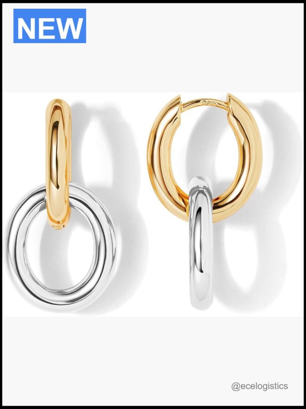 14K Gold Plated Dangle Drop Hoop Earrings for Women